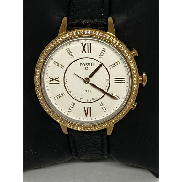 Fossil FTW5010 Women's Black Leather White Analog Dial Hybrid Smartwatch XX761 - Picture 2 of 12